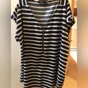 Express black and white striped top